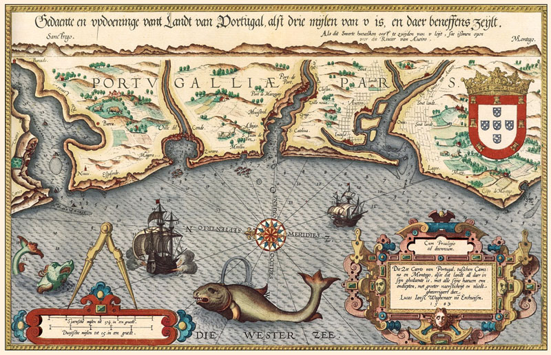 Kaart van de kust van Portugal 1584 Waghenaer